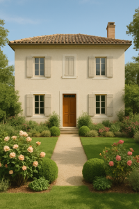 Maison avec façade blanc cassé
