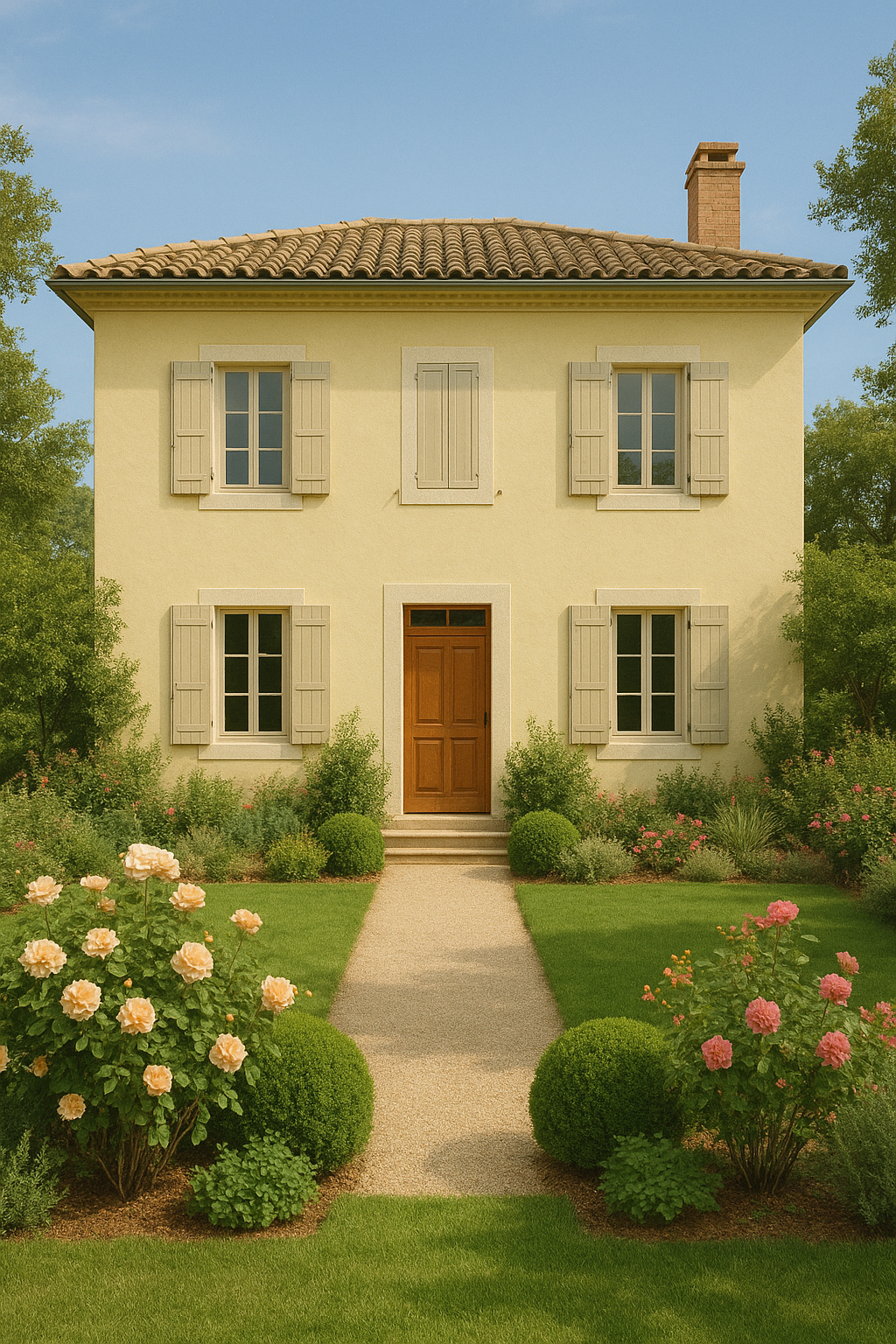 Maison beige ou jaune