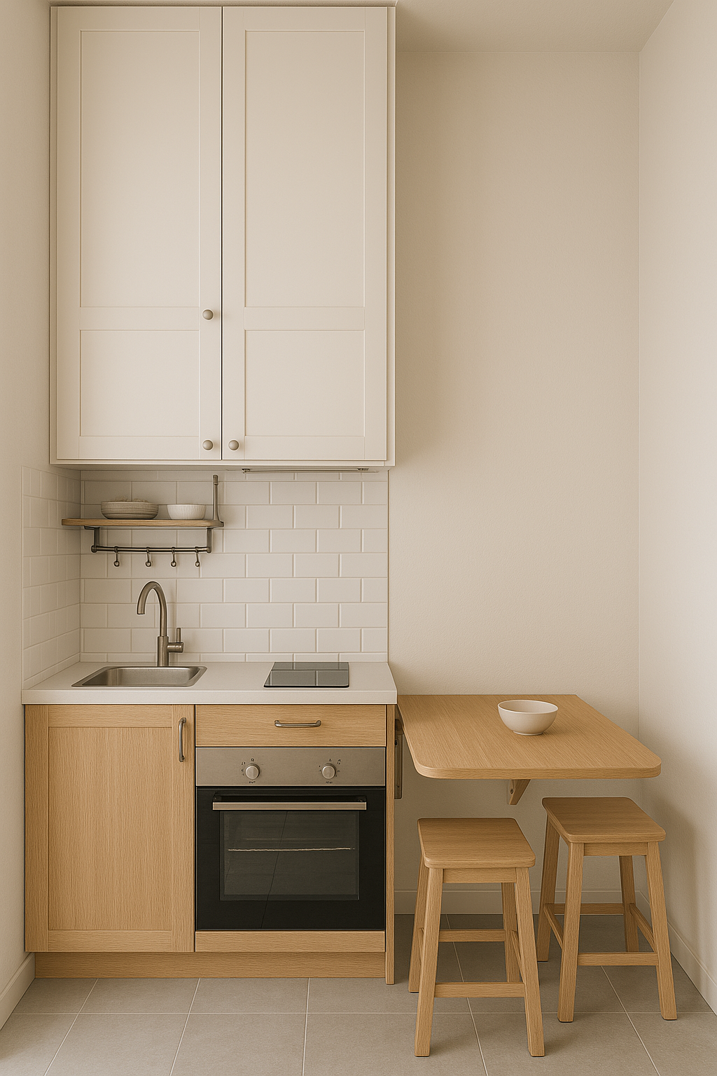 Kitchenette avec une petite table pour manger