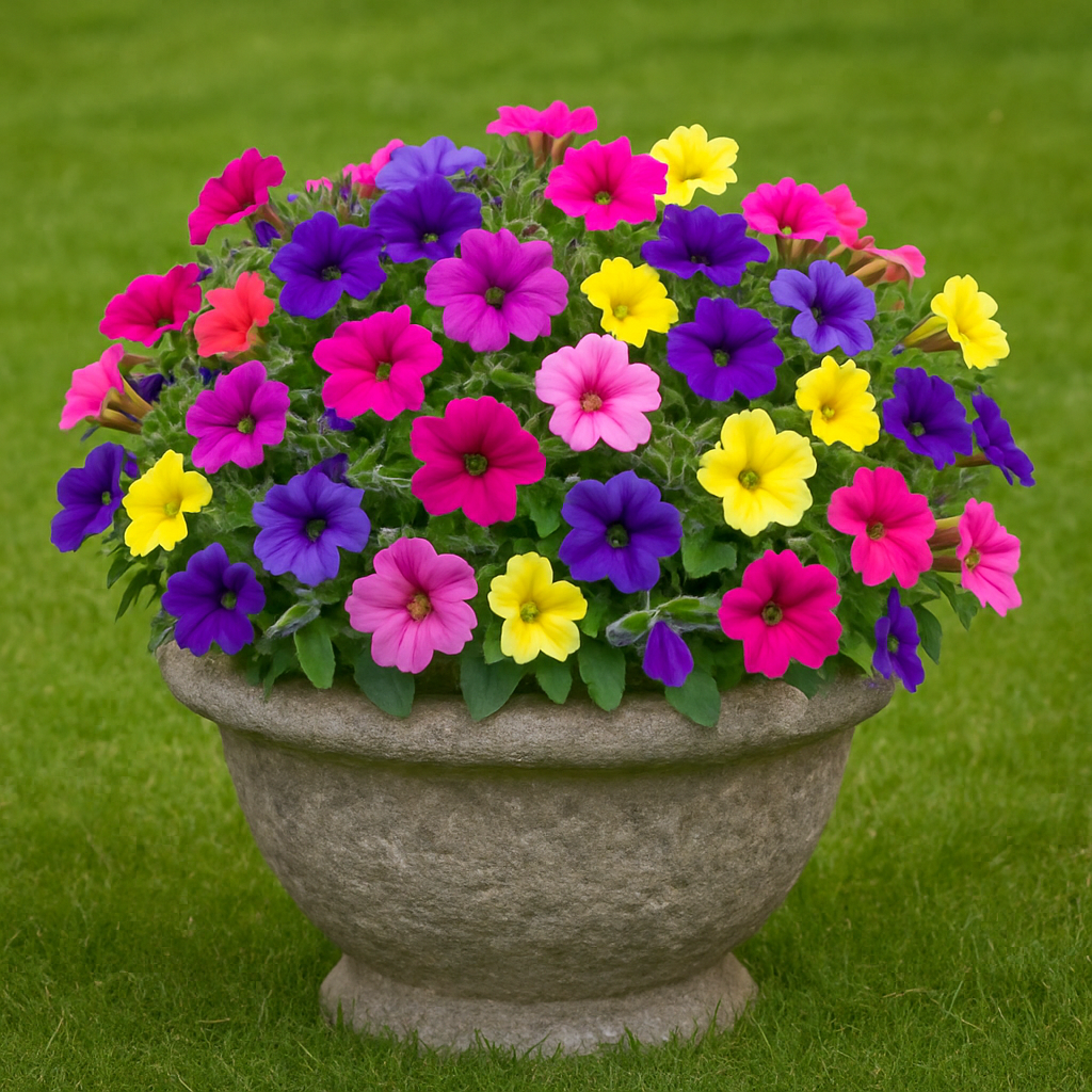 Des pétunias dans un jardin